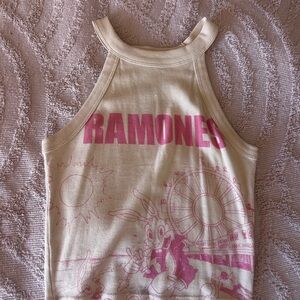 American Eagle Outfitters Cream AE Band Tee